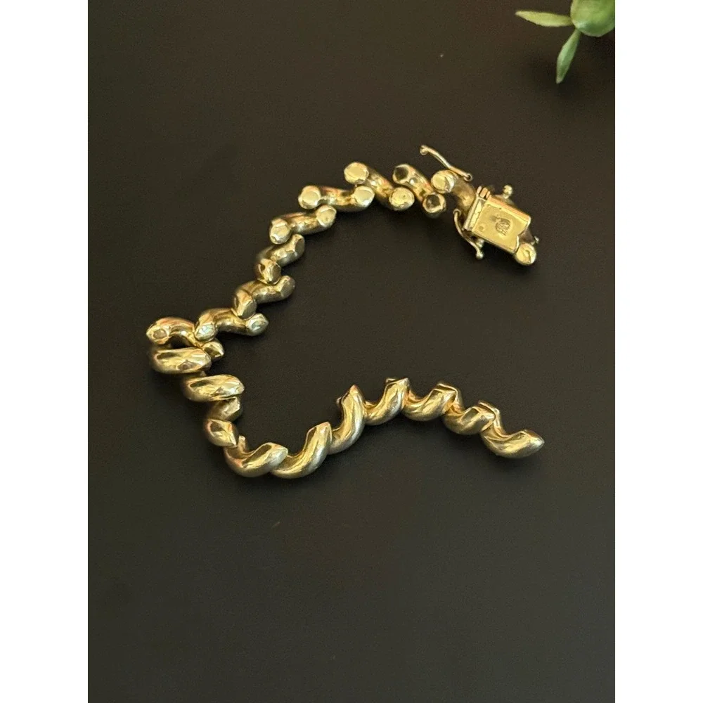 14K Yellow Gold Italian San Marco Link Bracelet 7.5 Inch 24.5g Needs Repair